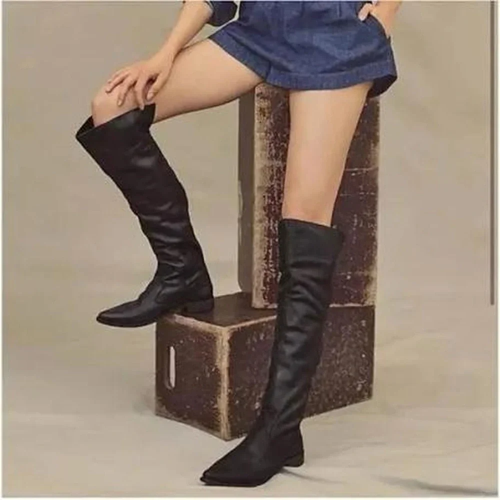 Free People Black Brenna Over The Knee Boots